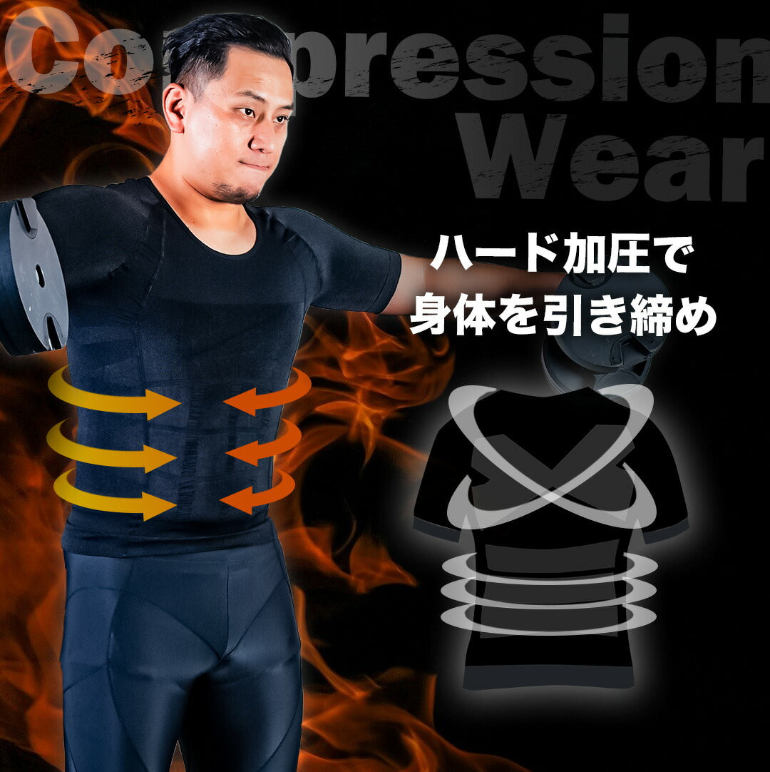 \SALE レビュー&応募で+1枚プレゼント/加圧シャツメンズ2枚セット