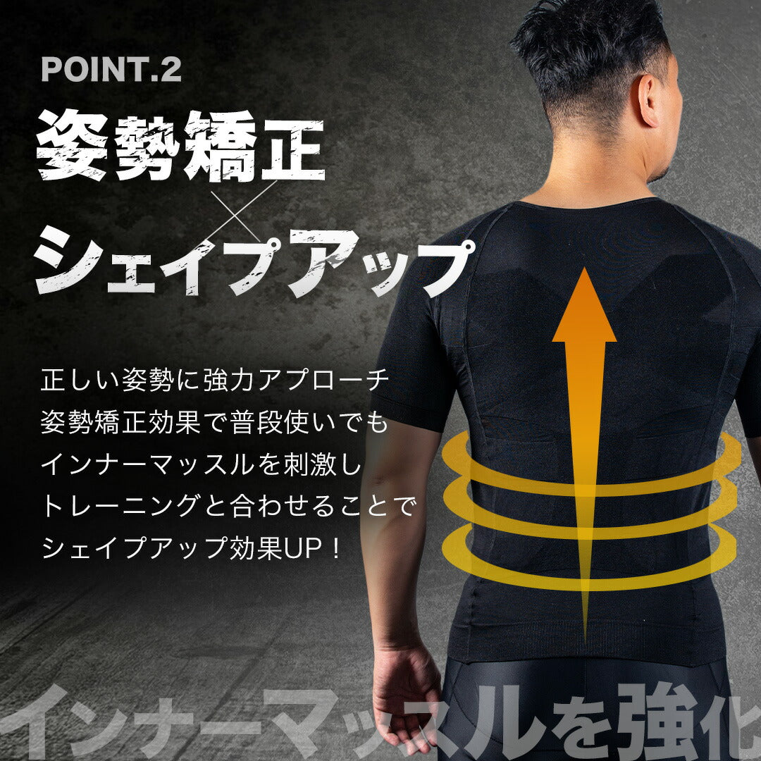 \SALE レビュー&応募で+1枚プレゼント/加圧シャツメンズ2枚セット