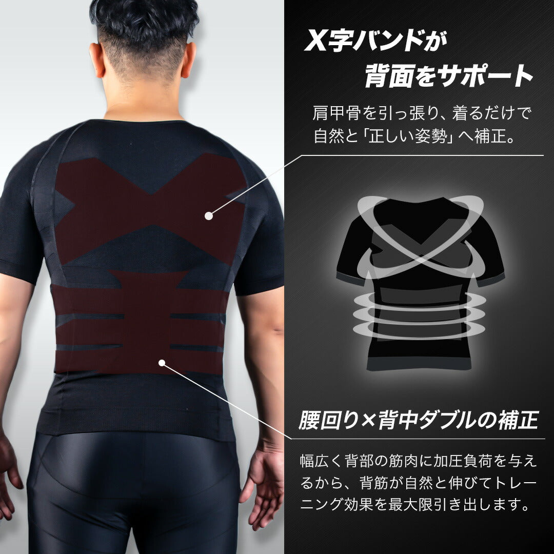 \SALE レビュー&応募で+1枚プレゼント/加圧シャツメンズ2枚セット