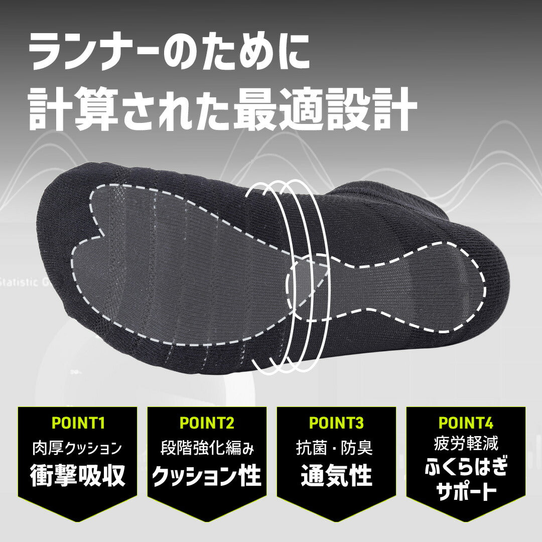 ＼SALE レビュー＆応募で＋１枚プレゼント／超衝撃吸収ランニングソックス ロングタイプ